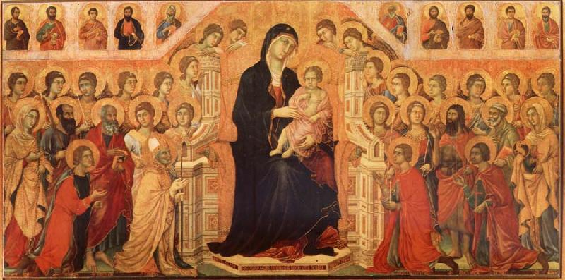 Duccio di Buoninsegna Maria and Child throning in majesty, hoofddpaneel of the Maesta, altar piece France oil painting art
